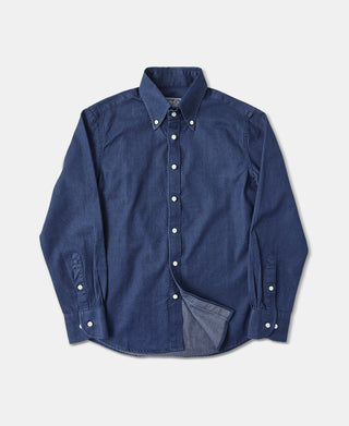 6.5 oz Washed Denim Button-Down Collar Shirt