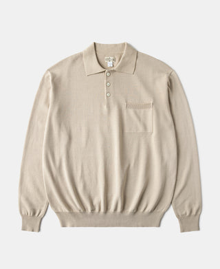 Lot 910L Long Sleeve Knitted Polo Shirt - Apricot