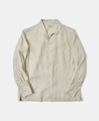 1950s Italian Collar Long-Sleeve Linen Shirt - Apricot