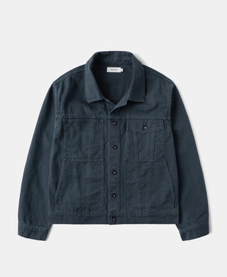 Classic Canvas Cruiser Cropped Jacket - Navy