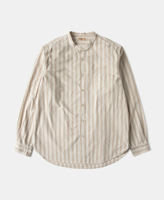 Colour Stripe Band Collar Shirt - Apricot