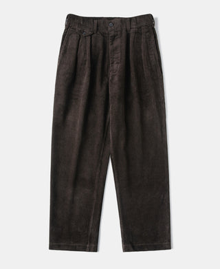 1960s Double Pleated Corduroy Trousers - Brown