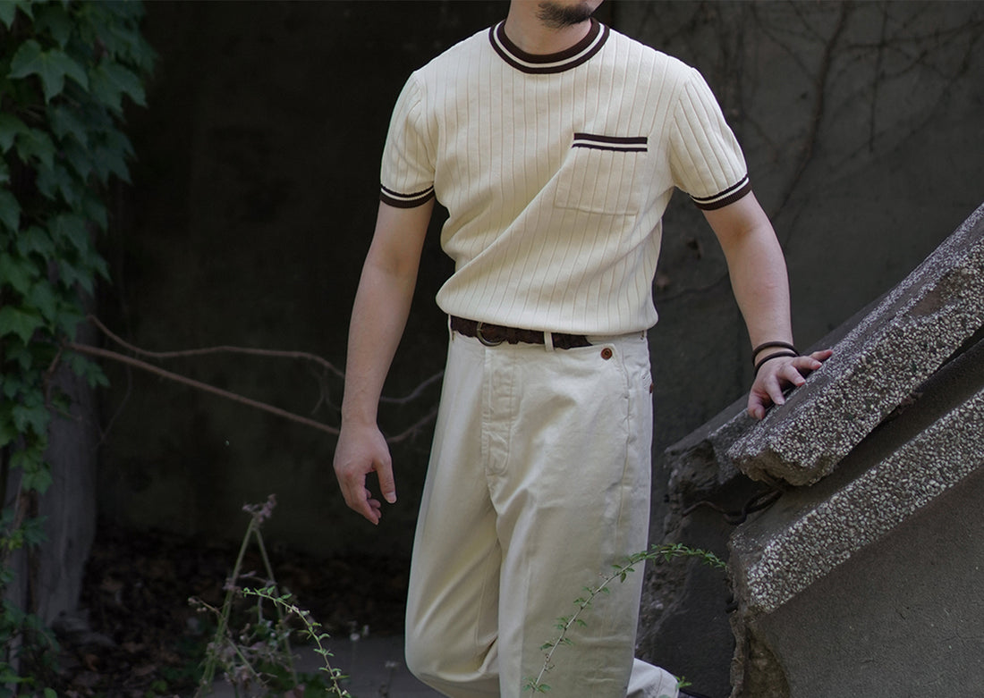 Thick Basic Crew Neck Knit T-Shirt
