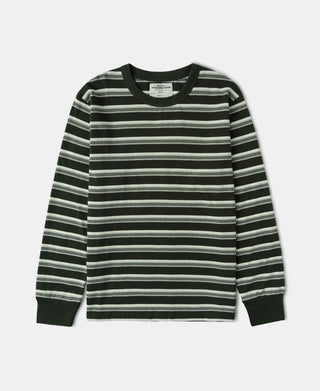 Heavyweight Stripe Crewneck Long Sleeve T-Shirt - White/Green