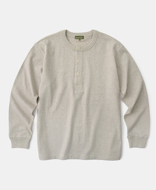 10.5 oz Loopwheel Tubular Henley Shirt - Oatmeal - Size S