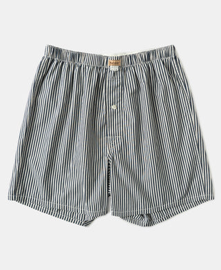 1950s Cotton Boxer Shorts - Blue Stripes