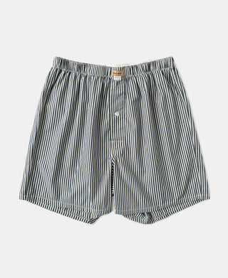 1950s Cotton Boxer Shorts - Blue Stripes