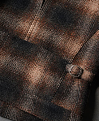 1930s Wool Shadow Plaid Tweed Cossack Jacket
