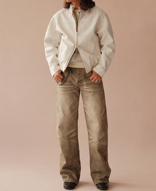 Undyed Selvedge Denim Biker Jacket