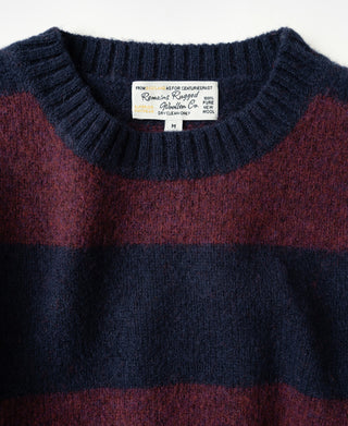 Brushed Wool Striped Sweater - Purple/Navy