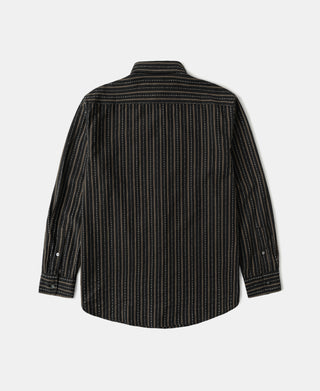1940s Jacquard Stripe Work Shirt - Black