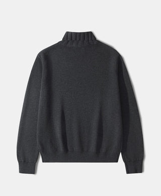 Wool-Blend Roll Neck Sweater - Dark Gray