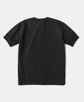 Vintage Kurzarm-Henley-T-Shirt – Schwarz
