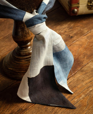 Vintage Printed Neck Scarf - Blue/White