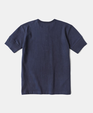빈티지 반소매 헨리 티셔츠 - 네이비