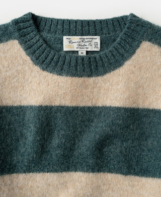 Brushed Wool Striped Sweater -  Blue/Apricot