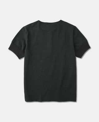 1900s 9.8 oz Slub Cotton Henley T-Shirt - Vintage Black