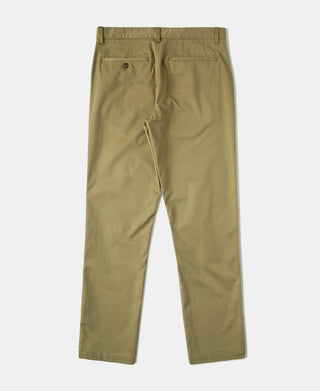 Khaki cotton-blend slim tapered trousers, back view with welt pockets and belt loops
