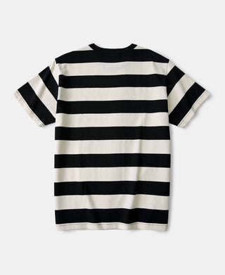 Breites gestreiftes T-Shirt aus schwerer Baumwolle – Schwarz/Aprikose