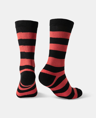 Retro Striped Cotton Socks - Black/Red