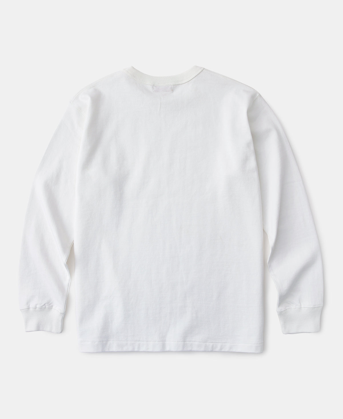 10.5 oz Cotton Loopwheel Tubular Long Sleeve T-Shirt - White