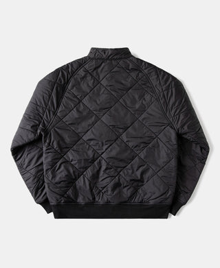 Reversible Diamond Quilted Stand-Collar Jacket - Black