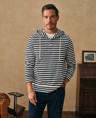 Classic Fit Breton Stripe Cotton Jersey Hoodie