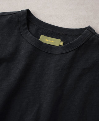 neckline detail of Vintage Slub Cotton Cap Sleeve T-Shirt - Black