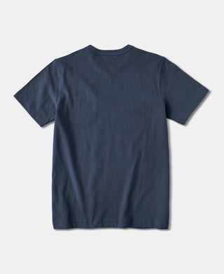 7,4 oz Slub Cotton Loopwheel T-Shirt mit röhrenförmiger Tasche – Marineblau