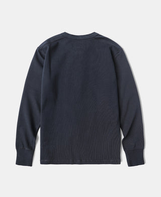 Vintage Langarm-Henley-Shirt – Marineblau