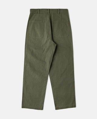 1940s USN-Inspired Herringbone Deck Trousers - Olive