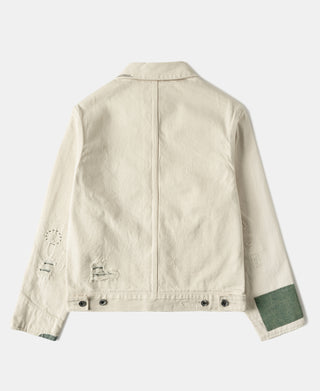 15.5 oz Ecru Selvedge Denim Repair Trucker Jacket