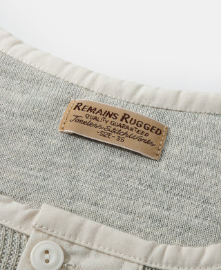 Waffle Knit Jacquard Henley Shirt - Gray