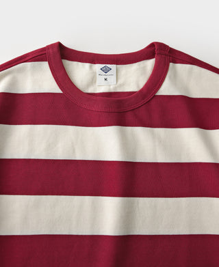 Heavyweight Cotton Wide Striped T-Shirt - Red/Apricot
