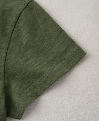 sleeve detail of Vintage Slub Cotton Cap Sleeve T-Shirt - Olive