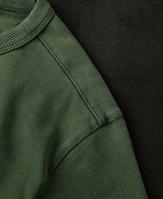 shoulder detail of Green Sun-Washed Cotton Long Sleeve T-Shirt 