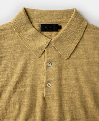 Lightweight Slub Cotton Knit Polo - Mustard