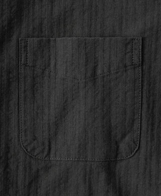 pocket detail of Italian Collar Salt-Shrunk Shirt - Black