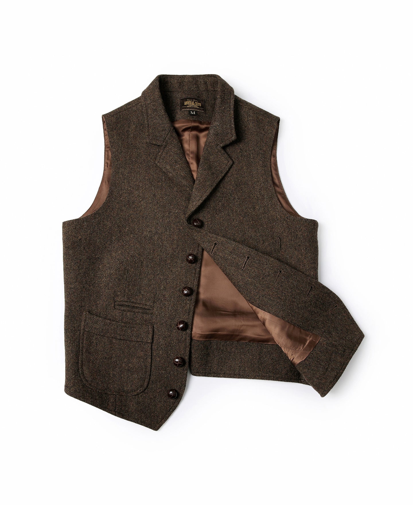 Vintage Brown Tweed Full Back Hunting Vest | 100% Wool | Olderbest