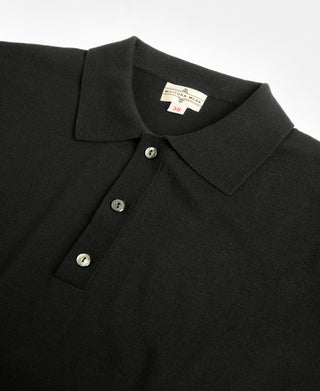 Lot 925 High-Twist Cotton Knit Polo - Black
