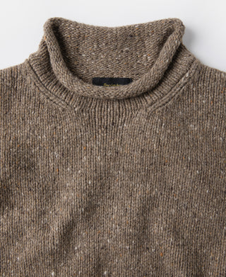 Roll Neck Pure Wool Fisherman Sweater - Brown