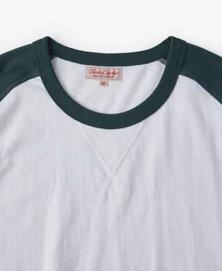 7.2 oz Cotton Contrast-Tipped Tubular Raglan V-Gusset T-Shirt - Green/White
