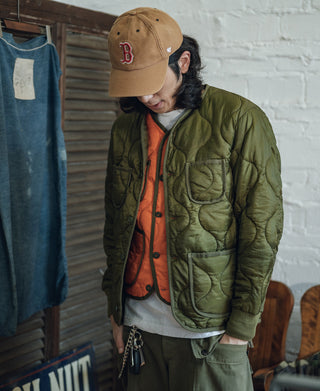 Military Style Quilted Padded Ripstop Nylon Jacket - Olive