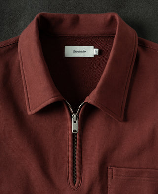 Heavyweight Quarter-Zip Collar Sweatshirt - Dark Red