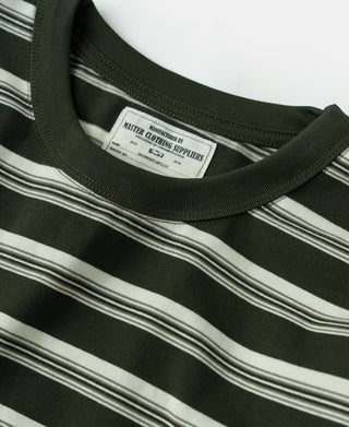 Heavyweight Stripe Crewneck Long Sleeve T-Shirt - White/Green