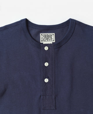 Vintage Kurzarm-Henley-T-Shirt – Marineblau