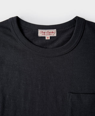 7,4 oz Slub Cotton Loopwheel T-Shirt mit Schlauchtasche – Schwarz