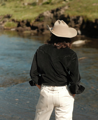Bolero Embroidered Corduroy Western Shirt - Black