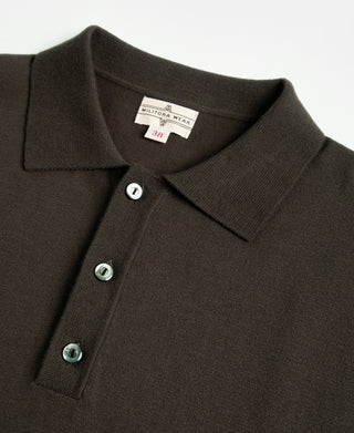 Lot 925 High-Twist Cotton Knit Polo - Coffee