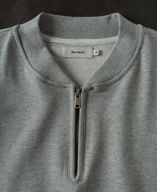Vintage Baseball Collar Quarter-Zip Sweatshirt - Gray